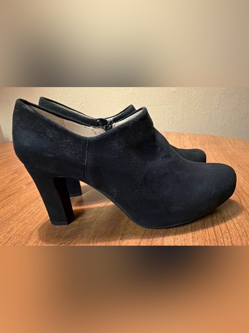 Unisa Black Suede Ankle Booties with Block Heel